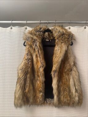 Faux Fur Vest in Golden Brown